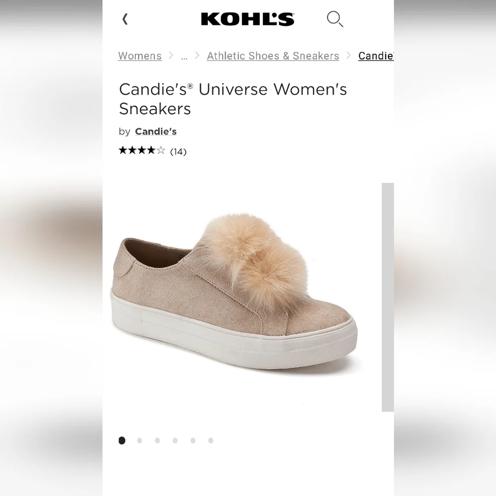 ๐ Candies womens puff ball neautral tan faux suede slip on sneakers size 10 - Picture 2 of 8